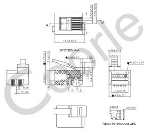 ขั้วต่อ Coorle RJ25 RJ11 RJ12 <span class=keywords><strong>VEX</strong></span> <span class=keywords><strong>IQ</strong></span> ตำแหน่งซ้าย 90 องศา 6P6C พอร์ตโทรศัพท์แบบโมดูลาร์ 100 โอห์ม ช่องเสียบ PCB แบบล็อค - Product Image 6