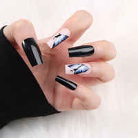 Faux ongles en ABS à presser, forme carrée moyenne, couvrance totale, avec colle pour les doigts, pré-conçus et personnalisables, vente en gros