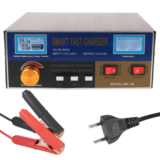 MF-3S Car Battery Charger Intelligent Pulse Charger 12V/24V 400W for SUV Truck Boat Motorcycle Pulse Repair EU/US Plug