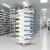 Étagère de présentation métallique multifonctionnelle à sept niveaux, double face, fixe, avec installation facile pour les pharmacies et les cliniques