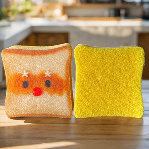 Dễ thương bánh mì nướng hình miếng bọt biển 3-Lớp thân thiện với môi làm sạch miếng bọt biển một mạnh mẽ loại bỏ vết bẩn và bền bếp Helper - Product Image 2
