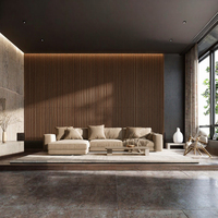 Panneau acoustique en bois lamellé Akupanel, finition chêne gris, placage bois d'ingénierie, feutre polyester, pour décoration intérieure