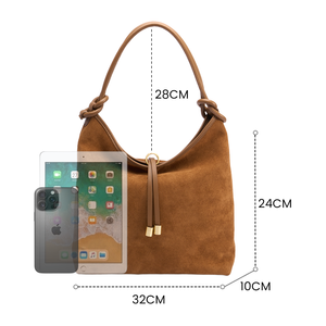 Borsa Tote in Pelle Semplice ed Elegante per Autunno Inverno, Grande Capacità, Tracolla in Camoscio, Chiusura Aperta, Portatile, OEM ODM - Product Image 2