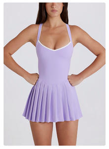 Rok Tenis Wanita Model Silang Punggung 2 in 1 Warna Kontras Nude Feel Lipit - Product Image 4