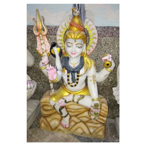 Sculpture en marbre peint, magnifique, dieu Shiva - Product Image 1