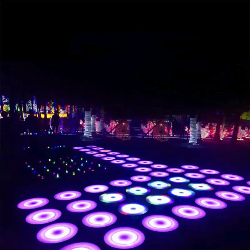 Hot sale LED disc light round dance floor LED brick light with music effect for amusement interactive party activity