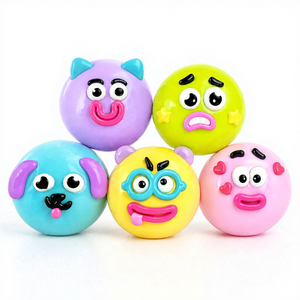 Colorful Funny Face Squishy Stress <b>Balls</b> Soft Bouncy TPR Toys for Kids Unisex Fidget Playthings 2 to 4 Years Age Range - Product Image 1