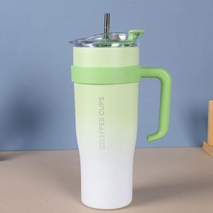 Gobelet isotherme de voyage 40oz Ice Bully Handle pour voiture, en acier inoxydable, avec couvercle et paille, antidérapant, logo personnalisé OEM - Product Image 6
