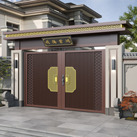 Porte de cour de villa moderne en alliage d'aluminium durable, art sculpté finement, maison auto-construite rurale, double porte extérieure, étanche, à battants