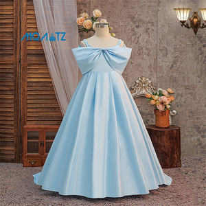 MQATZ Nouvelle Arrivée Robe Longue Maxi Fille d'Été en Satin Blanc avec Grande Nœud pour Anniversaire ou <span class=keywords><strong>Mariage</strong></span> - Product Image 5