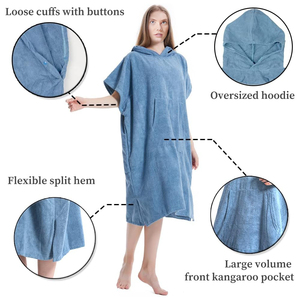 <span class=keywords><strong>Toalla</strong></span> de <span class=keywords><strong>Playa</strong></span> con Capucha de Microfibra Azul Marino, Personalizada con Logotipo Bordado, Altamente Absorbente, <span class=keywords><strong>Poncho</strong></span> de Surf, Venta al Por Mayor - Product Image 3