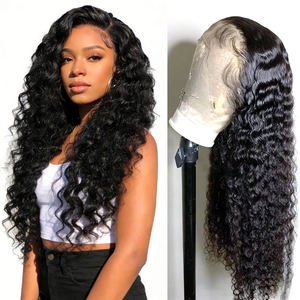 Lâche vague dentelle avant perruques lâche bouclés vague vierge perruque de cheveux humains Curl perruque transparente pour les femmes noires 30 36 40 pouces de long - Product Image 1