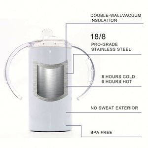 Gobelet isotherme double paroi en acier inoxydable blanc de 12 oz pour bébé, à sublimation, pour enfants, en provenance de notre entrepôt aux États-Unis - Product Image 4