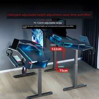 Bureau d'ordinateur motorisé réglable en hauteur de conception moderne et de haute qualité, table de jeu électrique, bureau PC avec LED