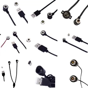 Kabel Pengisi Daya, Kabel Pengisi Daya Usb Hitam Konektor Pogo Magnetik 2/3/4/5 Pin Melingkar