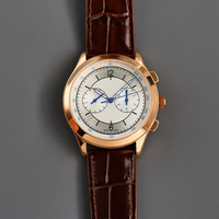 Montre-bracelet pour homme de style designer OEM, cadran sectoriel, chronographe automatique, tachymètre, verre saphir, boîtier en acier, bracelet en cuir marron, 40 mm