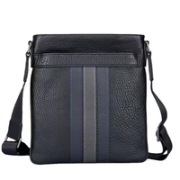 Sac à bandoulière de luxe ultra fin en cuir véritable pour homme, motif géométrique, idéal pour l'été, les affaires et les voyages