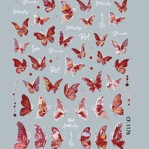 BIN Proveedor de uñas Shell Light Relief Colorful Red Sleeve Butterfly Nail Stickers Bloodshirsty Red Butterfly Cute Nail Stickers - Product Image 6
