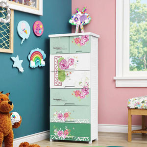 Gabinete de almacenamiento de juguetes de ropa de plástico <span class=keywords><strong>para</strong></span> dormitorio <span class=keywords><strong>con</strong></span> estampado de flores de 6 capas <span class=keywords><strong>con</strong></span> cajón <span class=keywords><strong>con</strong></span> <span class=keywords><strong>ruedas</strong></span> <span class=keywords><strong>para</strong></span> niños - Product Image 5
