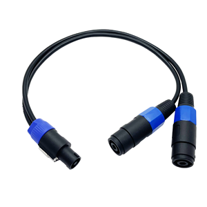 Connecteur SpeakON mâle vers double femelle en stock usine, câble audio répartiteur en Y 1 vers 2, 0,3 m, fil de cuivre pur pour système PA et sonorisation en direct - Product Image 1