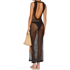 Maxi abito personalizzato senza schienale all'uncinetto da donna estivo da spiaggia scavato in maglia con spacco laterale abito a rete in maglia <span class=keywords><strong>Boho</strong></span> <span class=keywords><strong>Chic</strong></span> - Product Image 6
