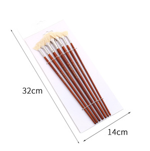 7 pièces longues brosses d'artiste en bois ensemble poils naturels ventilateur de cheveux <span class=keywords><strong>pinceau</strong></span> acrylique aquarelle <span class=keywords><strong>peinture</strong></span> à l'<span class=keywords><strong>huile</strong></span> artistes 32x14cm - Product Image 5
