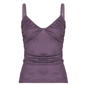 Polka Dot Knit Camisole V Neck Pleated Top Women <b>Spaghetti</b> <b>Strap</b> Slim Fit Tank Y2K Retro Casual Versatile Summer Top - Product Image 6