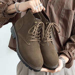 2026 New Men Thick Sole <b>Boots</b> Retro Stylish Handsome High Top Casual <b>Leather</b> <b>Work</b> <b>Boots</b> - Product Image 1