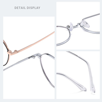 Jiojew Lunettes Unisexe Ultra Légères en Métal Pur, Montures Optiques Polygones pour Femmes, Montures de Lunettes en Titane