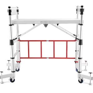 Échafaudage en alliage d'aluminium et plateforme mobile pliable 3m, échafaudage télescopique avec capacité de 150 kg pour atelier/usage domestique - Product Image 1