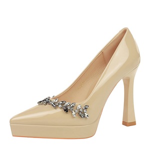 8399-H68 European American Banquet Fashion Rhinestone Pointed Thick <strong>Heel</strong> High <strong>Heels</strong> Waterproof Platform Super High <strong>Heel</strong> <strong>Hook</strong> - Product Image 4