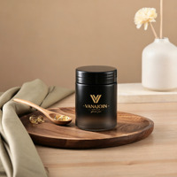 Pot en verre hermétique à large ouverture, couleur personnalisée, avec logo sur mesure, pour l'emballage de pilules, de capsules et de compléments alimentaires.