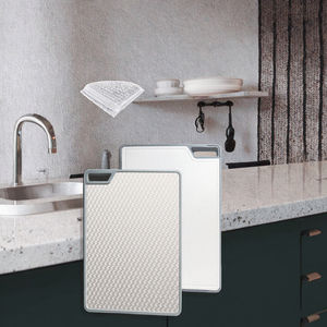 Planche à découper carrée jetable en acier inoxydable 304, double face, antidérapante, antibactérienne, passe au lave-vaisselle. - Product Image 3