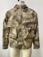 Veste de chasse légère à capuche pour homme, coupe-vent en nylon, fermeture éclair, manteau d'extérieur, doublure en toile ripstop camouflage, prix bas