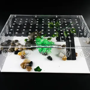 Transparente Acryl Pet Box schwarz Fütterung Spider Guard House Kleintier Reptil wasserdicht eine Box