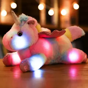 Led成长光彩虹独角兽毛绒玩具填充毛绒闪光独角兽玩具/带成长照明的独角兽毛绒玩具