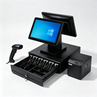 Système de point de vente tout-en-un avec écran tactile de 15,6 pouces, caisse enregistreuse pliable, idéal pour les commerces de détail