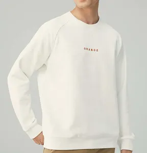 Chất Lượng Cao Cấp Pima Bông Áo Raglan Tay Áo Tùy Chỉnh Thêu Crewneck Áo