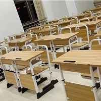 Bureau et chaise d'école en bois pour deux personnes, mobilier scolaire pour salle de classe, bureau et chaise pour étudiants