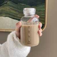 Bouteille d'eau en verre borosilicate transparent de 16 oz avec paille et couvercle hermétique en plastique pour filles - Vente en gros