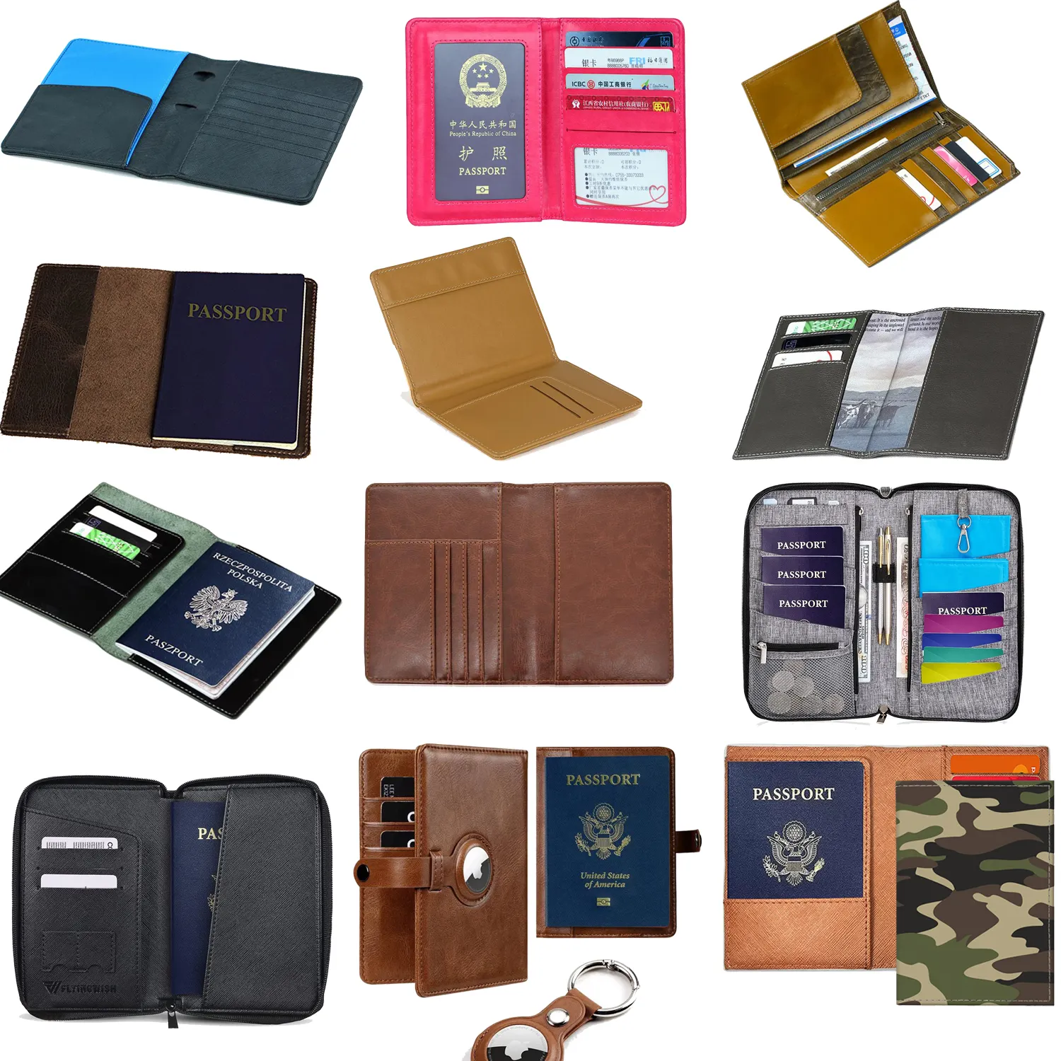 Personalized PU Leather passport cover and Luggage Tag Set passport holder wallet