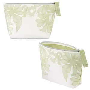 Fad yeşil klasik özel tekstil makyaj çantası sağlam hafif battaniye fayda makyaj çantası vücut bakımı için
