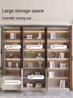Bibliothèque murale moderne en bois massif de qualité ENF avec porte Shaker, étagère de rangement intégrée, meuble de présentation de vin pour salon, mobilier de maison 6