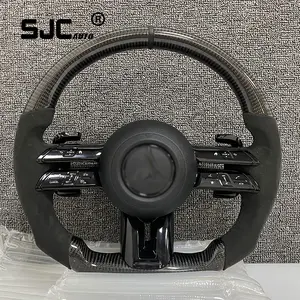 SJC Auto Hochwertiges AMG Voll leder Alcantara Carbon Lenkrad für Benz W204 W205 W211 W212 W213 2005-2021 Jahr