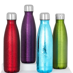 Stainless Steel Insulated Tumbler 304 Bullet Shape Travel Water <b>Bottle</b> With Glitter Design 500Ml - Product Image 4