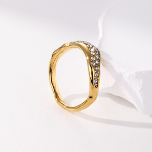 New Fashion Jewelry Waterproof Stainless Steel Diamond <strong>Ring</strong> 18k Gold Plated Irregular <strong>Wavy</strong> Women's <strong>Ring</strong> For Gift - Product Image 4