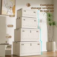 [Choix strictement sélectionné] Boîte de rangement pliable rectangulaire en plastique avec couvercle rabattable moderne et minimaliste pour vêtements, livres et jouets