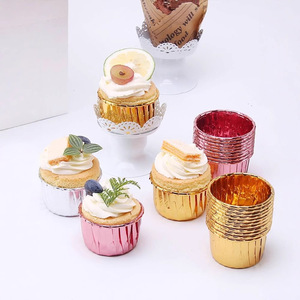 Gold And Silver Cake Cups Aluminum Foil Rolled Edge Heat Resistant Muffin Cups For Baking - Product Image 1
