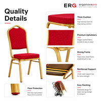 Silla Ergonovapro para Banquetes, Hoteles, Bodas, Eventos, Restaurantes, Conferencias, Apilable, de Aluminio Dorado, Tapizada, para Comedor y Sala de Estar