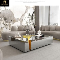 Table basse en bois de style minimaliste nordique à double tiroir grande capacité Table basse de designer italien